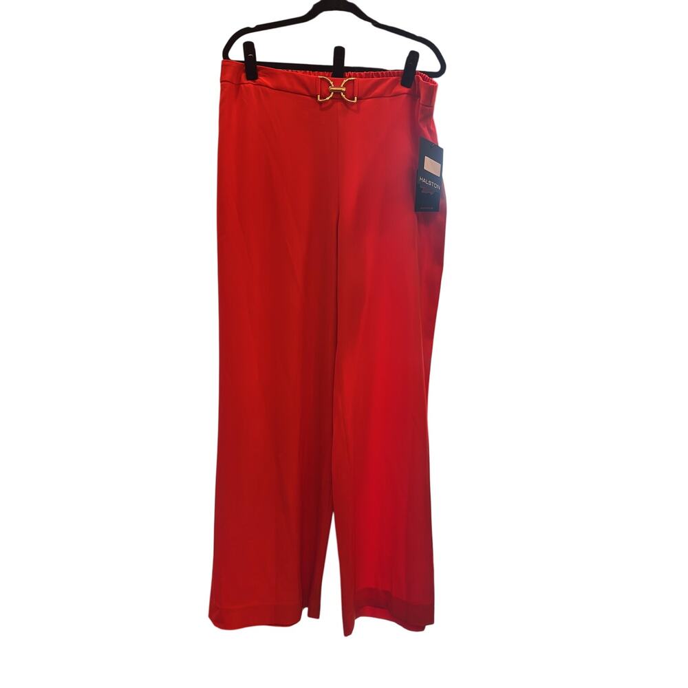 $369 Halston Orange Light Weight Wide Leg Trousers 16 / XL NWT